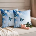 thumbnail image 2 of Outdoor Pillow Covers Pack of 2, Pastoral Blue White Tulip Waterproof Throw Pillowcase Cushion Cases, Farmhouse Flower Butterfly Decorative Pillow Cover for Couch Sofa Home Bed Patio, 2 of 9