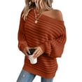 thumbnail image 2 of Women's Sweaters Off The Shoulder Long Sleeve Pullover Knit Pullover Sweater Fall Winter Outfits, 2 of 5