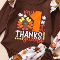 thumbnail image 4 of Enyan Newborn Baby Girl Thanksgiving Outfit Long Sleeve Turkey Letter Romper Suspender Skirt 2Pcs Set（Size 3-6 Months）, 4 of 9