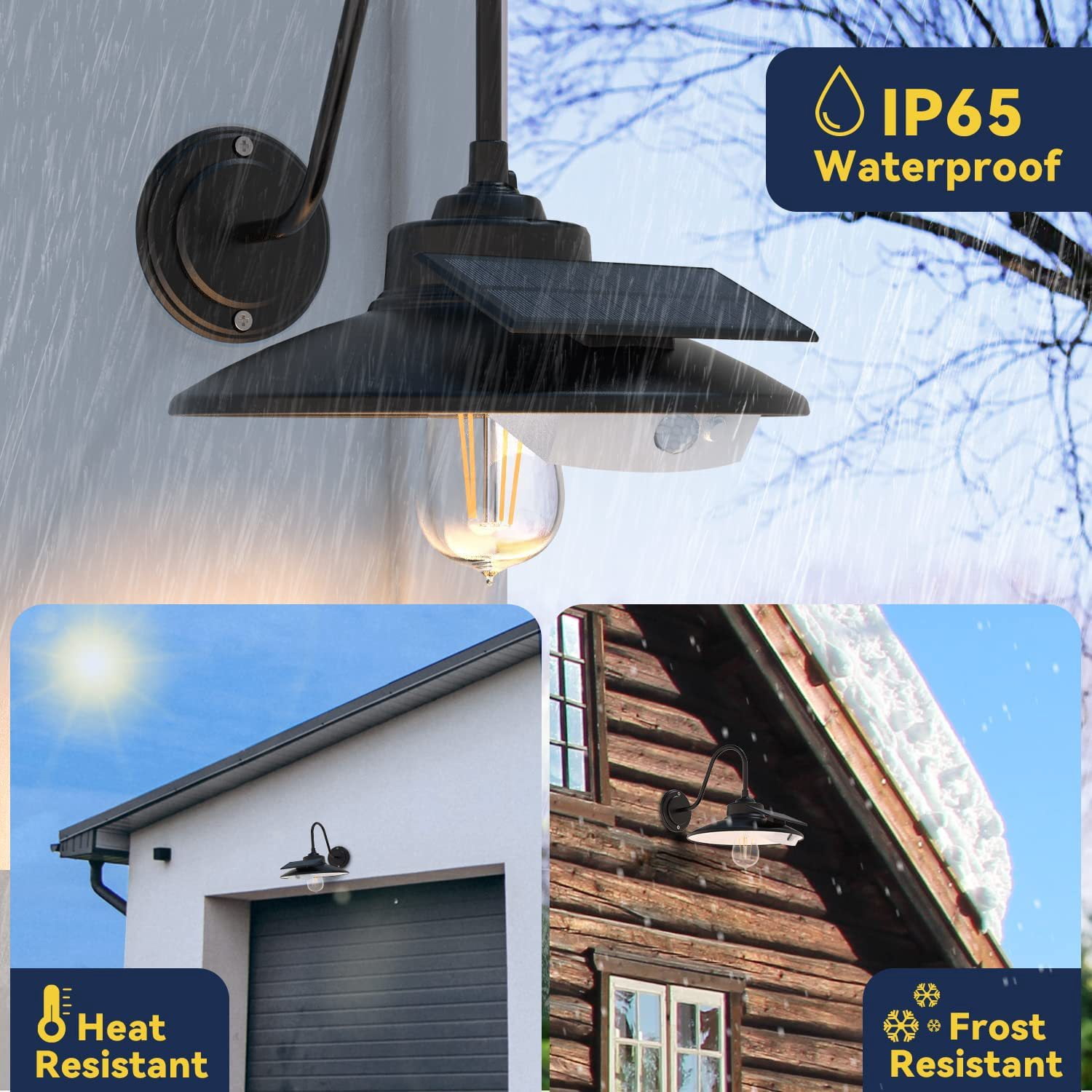 Solar Barn Light Outdoor, Farmhouse Wall Mount Vintage Light with 3 Lighting Modes & Motion Sensing, Solar Wall Light Decor for Barn, Shed, Chicken coop, Porch, Patio, 1 Pack