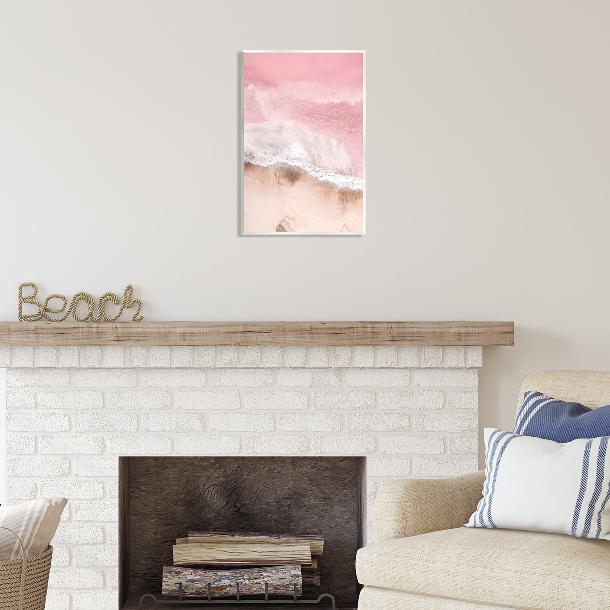 Stupell Industries Pink Sea Beach Shore Nature Photography Unframed Art Print Wall Art, 13 x 19
