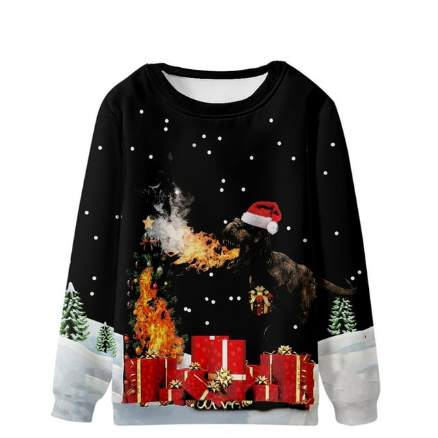 CEHVOM Chandail de Noël Décontracté pour Hommes, Impression 3D, Manches Longues, Col Rond, Chandail, Chemise, Blouses, en Solde