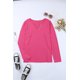 thumbnail image 1 of ABPHQTO Top de mujer rosa con escote en pico y botones de manga larga, 1 of 5