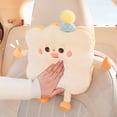 thumbnail image 4 of White 1pc Cute Plush Car Headrest Pillow - Smiling Biscuit/Biscuits-like (Biskit) Shape with Soft Marshmallow-like Top, Adorable Smiling Face & Black Eyes - Neck for Women & Men Drivers, 4 of 10