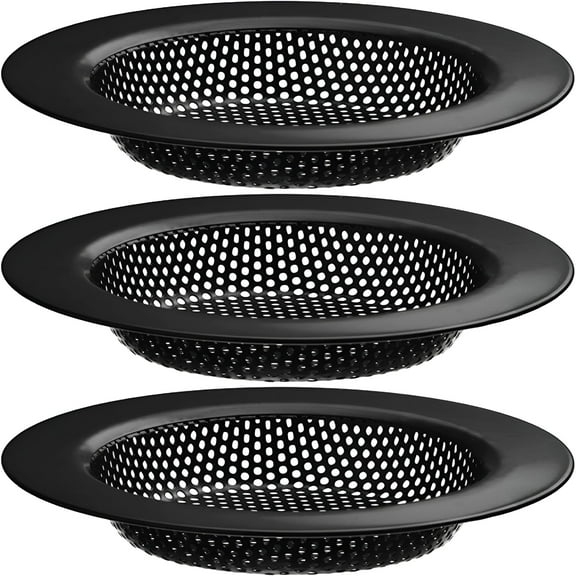 DESIGNICE Sink Strainer for Kitchen Sink - 3 Pack Black Sink Drain Strainer Stopper Basket,4.5" Kitchen Sink Strainers,Drain Food Catcher for Most Kitchen Sinks