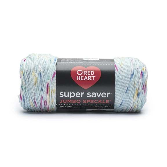 Red Heart Super Saver Medium Acrylic Yarn, Speckle Light Blue, 10oz 482yd