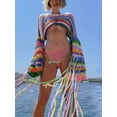 thumbnail image 2 of xiaxaixu Hauts Courts d'Automne pour Femmes, Imprimé Rayé, Col Rond, Manches Longues, Pulls Amples de Printemps, 2 of 9