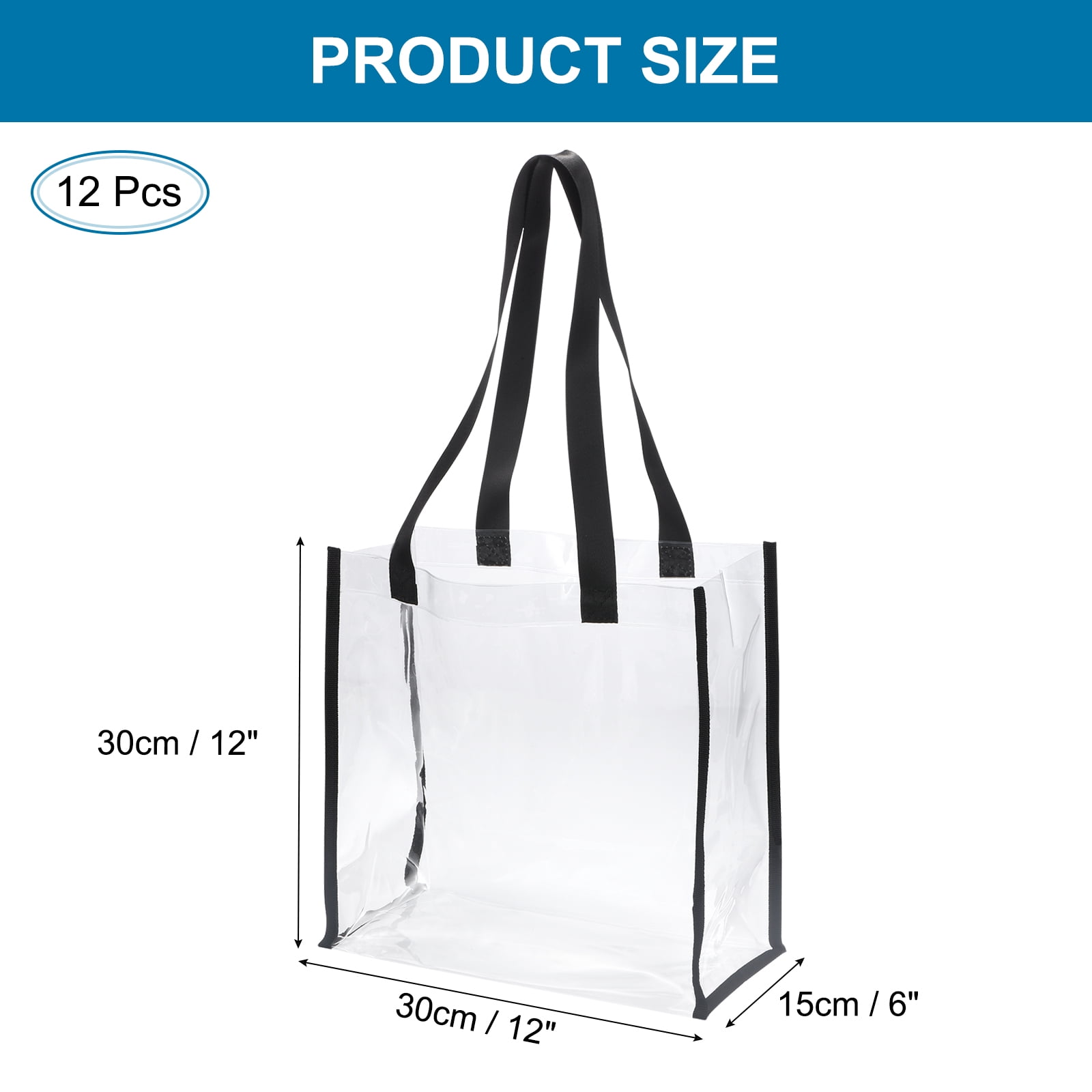 Unique Bargains Clear HandBags Transparent Plastic Tote Bag Reusable Beach Bag with Handle 12