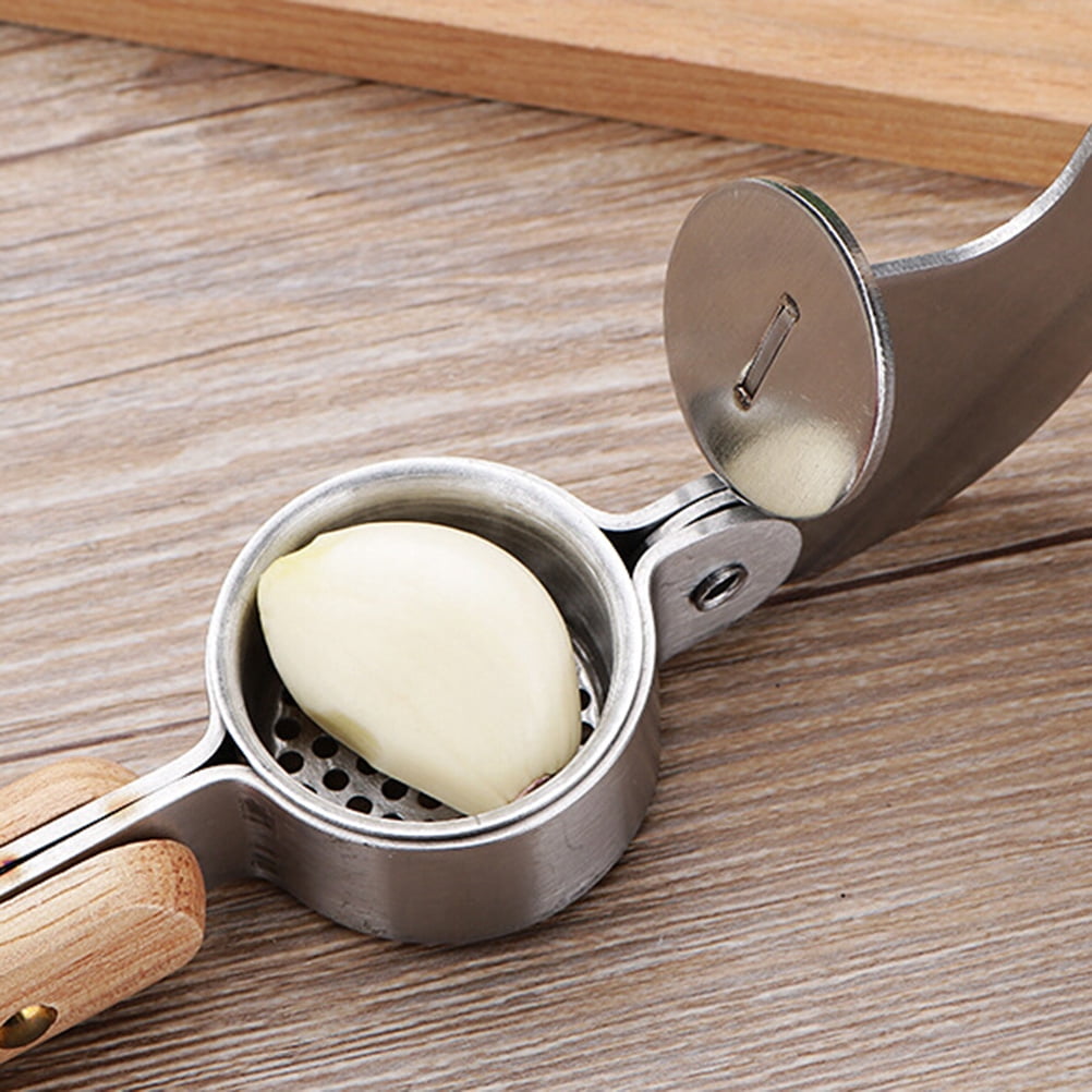HONITANO Wooden Garlic Press Crusher Mincer Squeezer - Easy to Use Garlic Crusher for Kitchen Cooking