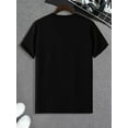 thumbnail image 3 of Camiseta de cuello redondo con diseño gráfico para hombre, con estampado negro, informal y cómoda, ideal para verano, ideal para vacaciones diarias en resorts y para el tiempo libre., 3 of 6