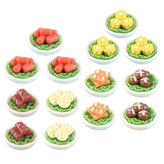 OUNONA 15pcs Miniature Food Models Doll House Vegetable Models Fake Dishes Props Mixed Style