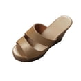 thumbnail image 6 of Xucatan Women's Patent Leather Wedge Sandals, Open Toe Double Strap Platform Mules, Gold Heel Summer Beach Slippers, Versatile Casual Dressy Holiday Style Gift, 6 of 9