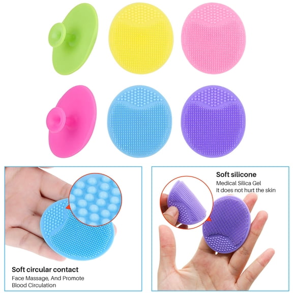 6Pcs Face Scrubber,Soft Silicone Scrubbies Facial Cleansing Pad, Face Scrub Face Brush ,Silicone Scrubby for Massage Pore Cleansing Blackhead Removing Exfoliating,Cool Gift for Girl