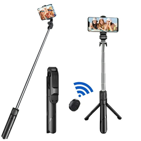 Image of Anself Bluetooth Selfie Stick Wireless Selfie Tripod Extendable Aluminium Alloy 360° Rotation Phone Stand Holder Remote Control Shutter for Smartphones Camera