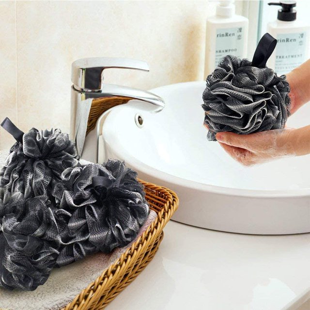 Paquete de 3 esponjas para ducha de ba?o JollyJelly espuma para ba?o cepillo de limpieza para hombres y mujeres exfoliar la piel limpiar la piel calmante (50 g/uds)