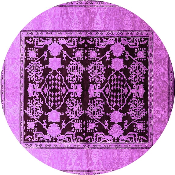 Ahgly Company Indoor Round Oriental Purple Industrial Area Rugs, 4' Round