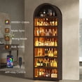 thumbnail image 3 of 79.4" Tall Arched Cabinet Set of 2, Modern 7-Tier Bookshelf with RGB Light and Adjustable Shelf for Living Room, Kitchen, Home Office, Brown, 3 of 10