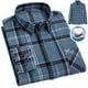 thumbnail image 3 of Camisas Hombre Vestir Camisa de manga larga para hombre Camisa de moda para hombre de talla grande informal a cuadros de lana de algodón (Light Blue, XXL-45), 3 of 4