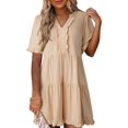 thumbnail image 1 of Vestido Dokotoo primavera-verano de manga corta con cuello en V para mujer, 1 of 7