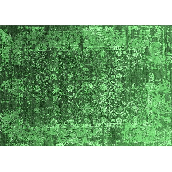 Ahgly Company Indoor Rectangle Oriental Emerald Green Industrial Area Rugs, 2' x 3'