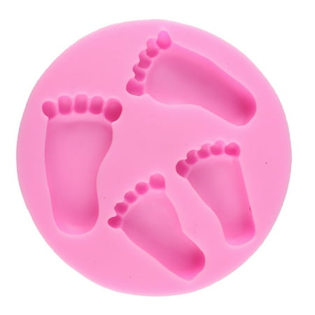 

4 Holes Cake Moulds Fondant Mold Chocolate Molds Silicone Material Baking Molds Cute Baby Feet Shaped Baking Accessories