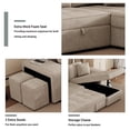 thumbnail image 3 of 104.5" 3 Seat Reversible Sectional Couch, L-Shape Modern Pull Out Sleeper Sofa with Storage Chaise and 2 Stools for Living Room,khaki, 3 of 7