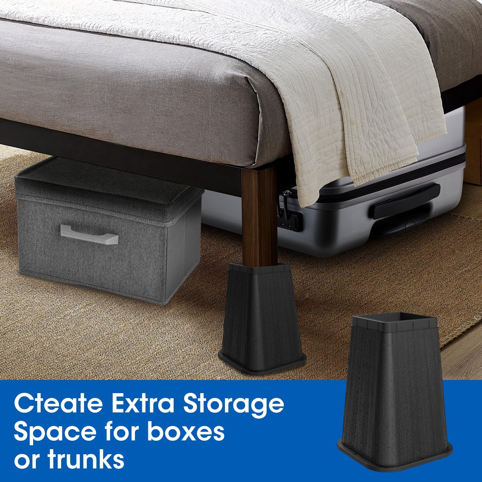 Bed Risers 8 Inch Heavy Duty, Furniture Risers Lifts Supports Up to 6,000 Lbs for Table, Desk Leg, Sofa, Couch