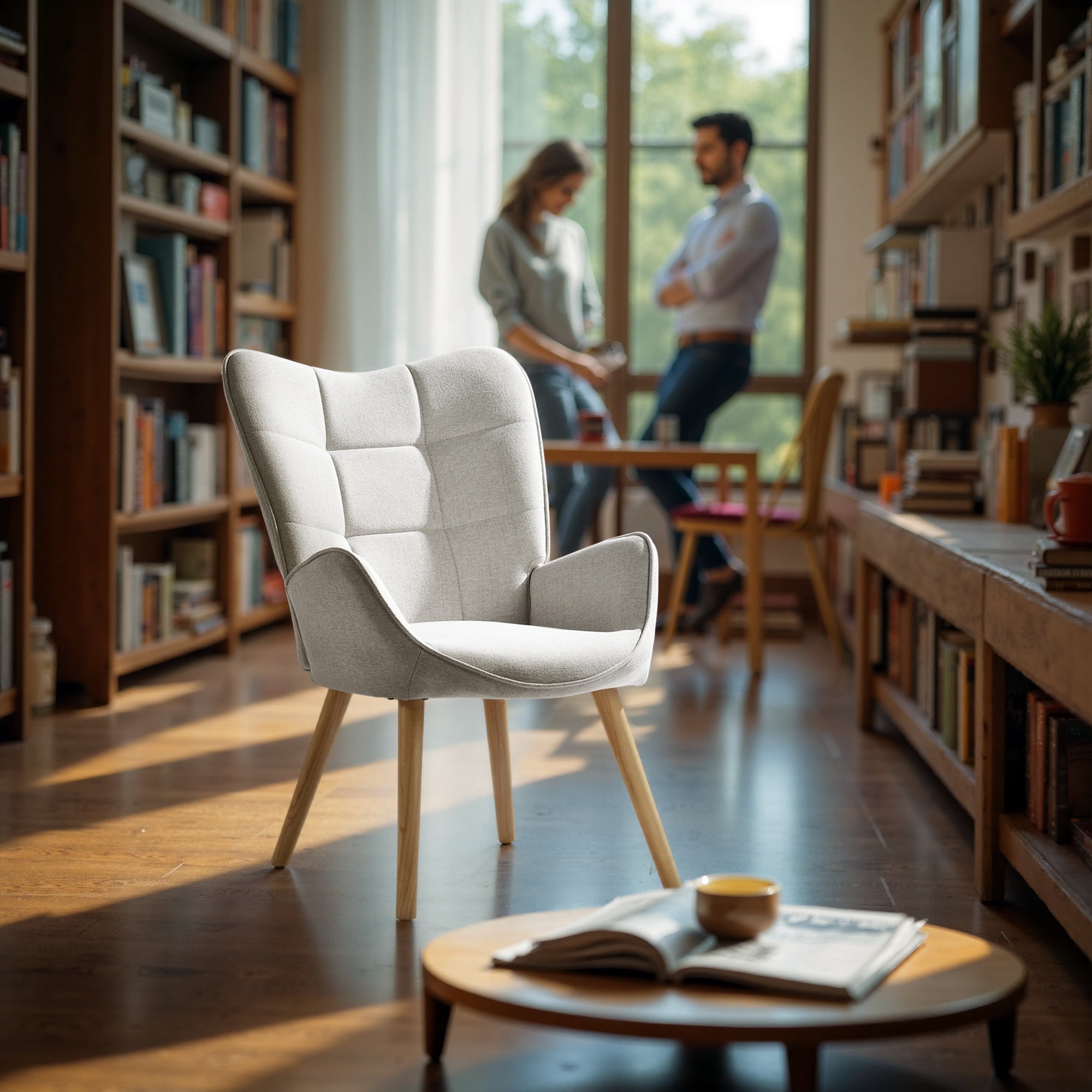 Homy Casa Waiting Room Guest Chair Office Reception Charis Lounge Charis for Living Room Bedroom Makeup, Beige
