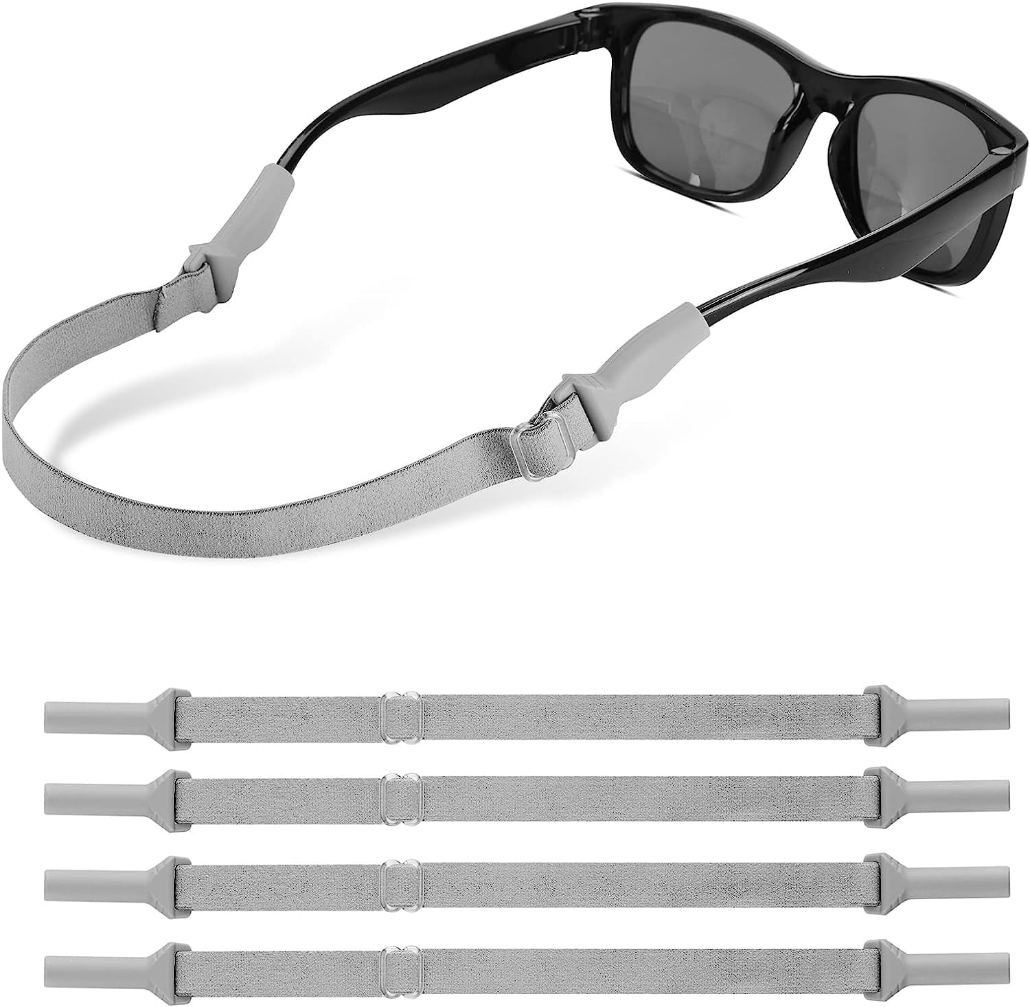 Adjustable Glasses Strap No Tail Adjustable Eyewear Retainer Glass Straps Sunglasses Straps for Men Women kids 4pcs Black Walmart