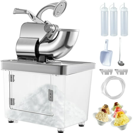BENTISM 110V Commercial Ice Crusher 440LBS/H, ETL Approved 300W Electric Snow Cone Machine with Dual Blades, Stainless Steel Shaved Ice Machine with Safety On/Off Switch