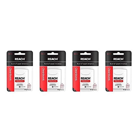 Reach Waxed Dental Floss, Cleanburst Cinnamon, 1 Count (Pack of 4)