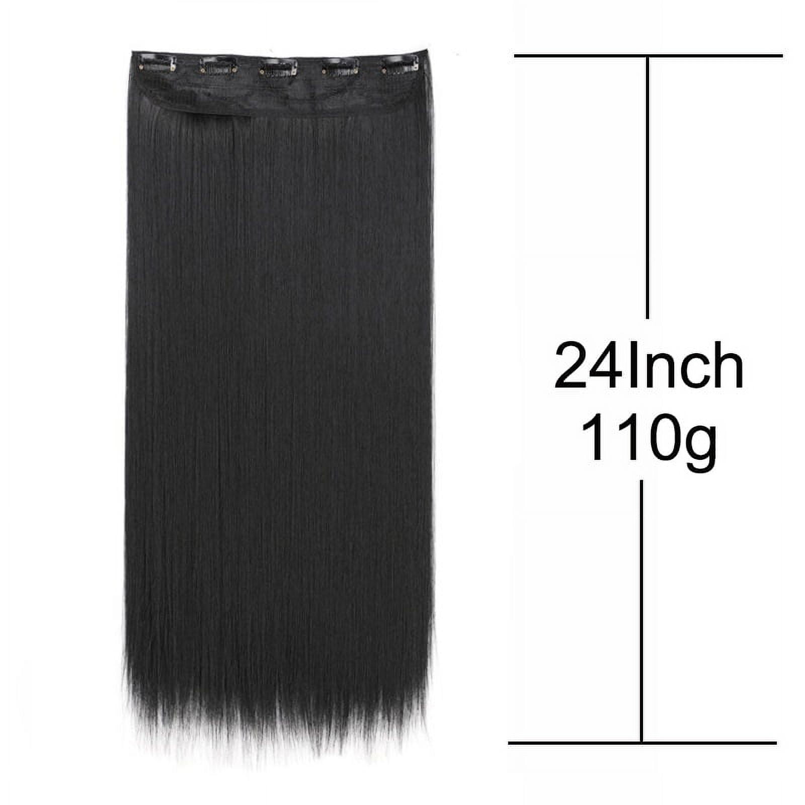 Synthetic 5-Clip One Piece Invisible Hair Extensions Long Straight 24Inch Heat Resistant Hairpiece for Women