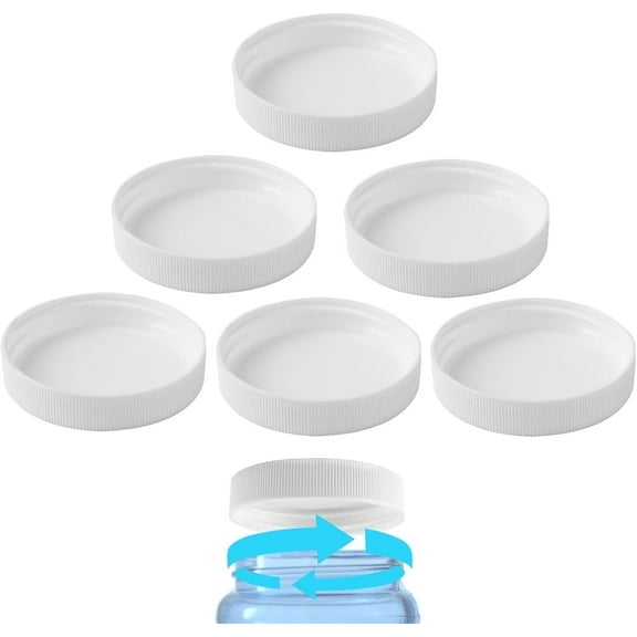 Tutuviw 6 Pcs 3 and 5 Gallon Jug Cap,Reusable 53mm Replacement Cap,Non Spill Water Bottle Dispenser Caps,Screw Seal Caps Lids,Threaded Bottle Caps,Plastic Bottles Caps,Anti Splash (White)