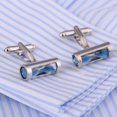thumbnail image 5 of Mancuernillas o gemelos para hombre con diseño de reloj de arena azul, 5 of 5