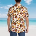 thumbnail image 4 of Bingfone Men's Short Sleeve Button Down Shirts Hawaiian turkey hat Pumpkin Printed Beach Shirt, 4 of 7