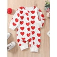 thumbnail image 2 of Bagilaanoe Newborn Baby Girl Valentine's Day Jumpsuit Heart Print Long Sleeve Bodysuit 3M 6M 12M 18M Infant Zipper One Piece Romper, 2 of 6