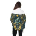 thumbnail image 4 of FORMRS Womens Scarf Winter Soft Long Big Warm Shawls Wrap Tassel Scarves, Green Celestial Serpent, 4 of 9
