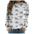 thumbnail image 3 of CAIXIA Dinosaur Oversized Sweatshirt for Women Trendy Loose Fit Crewneck Long Sleeve Shirts Tunic Tops Pullover Embroidered Sweater for Women Winter Outfits for Women 2026 Clothes, 3 of 5