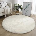 thumbnail image 2 of Plush Round Rug Mat Fluffy White Carpets for Living Room Soft Home Decor Bedroom Kid Room Decoration Salon Thick Pile Rug, 2 of 5