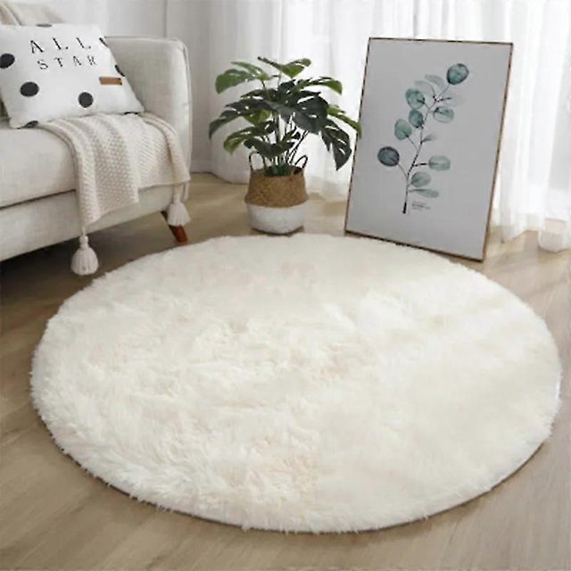Plush Round Rug Mat Fluffy White Carpets for Living Room Soft Home Decor Bedroom Kid Room Decoration Salon Thick Pile Rug