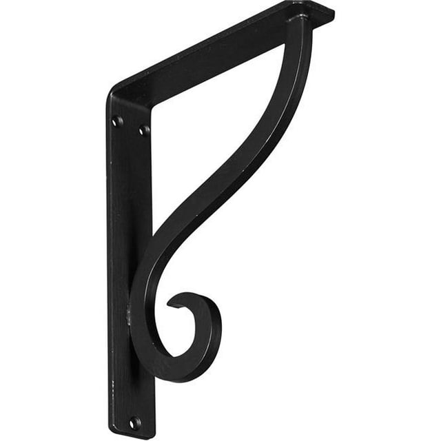 Ekena Millwork BKTM01X07X10SAS 1.5 x 7.5 x 10 Po. Support en Fer Forgé Simple - Support Central Simple Revêtu de Poudre, Noir
