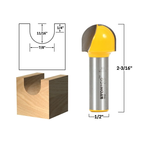 Yonico 7/8" Diameter Core Box Router Bit - 1/2" Shank - 19104
