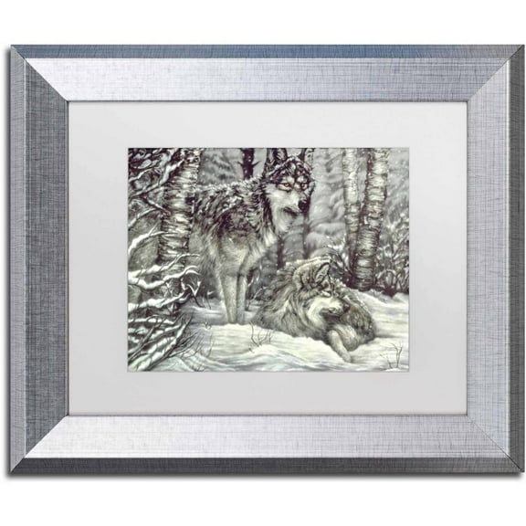 Trademark Fine Art 'Bedding Down' Canvas Art by Jenny Newland, White Matte, Silver Frame