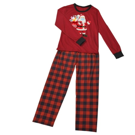 

TZNBGO Baby Boy Clothes Christmas Man Daddy Plaid Printing Blouse Tops+Pants Xmas Family Clothes Pajamas