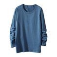 thumbnail image 2 of Htigea Men's Shirts Long Sleeve Cotton T-Shirt Basic Classic Casual Pullover Shirt Fall Savings Blue,XXXL, 2 of 6