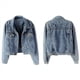 thumbnail image 2 of Chaqueta Vaquera Extragrande para Mujer con Perlas Bordadas y Abalorios Azul L, 2 of 6