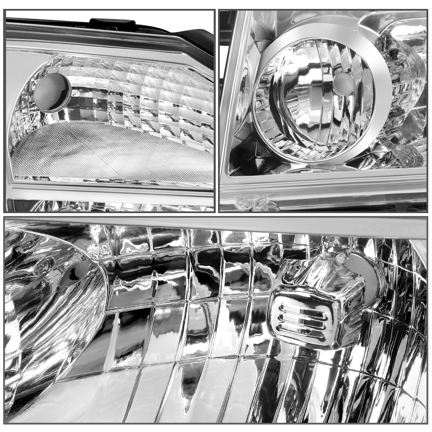 For 2004-2015 Nissan Titan/04-07 Armada Chrome Headlights 04-05 Headlamps Pair