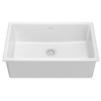 Kraus Turino 30 inch Drop-In Undermount Fireclay Single Bowl Kitchen Sink with Thick Mounting Deck in Gloss White