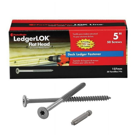 FastenMaster Ledgerlok Structural Wood Screw - Stainless Steel, Silver - 50 Pack, 5 In.