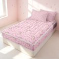 thumbnail image 3 of Erosebridal Kawaii Rainbow Zipper Twin Comforter Sets with Fitted Sheet and 2 Pillowcases, Cute Love Heart Zipper Bedding Set, Pink Reversible, Blush Rainbow, Pink Reversible, 3 of 7